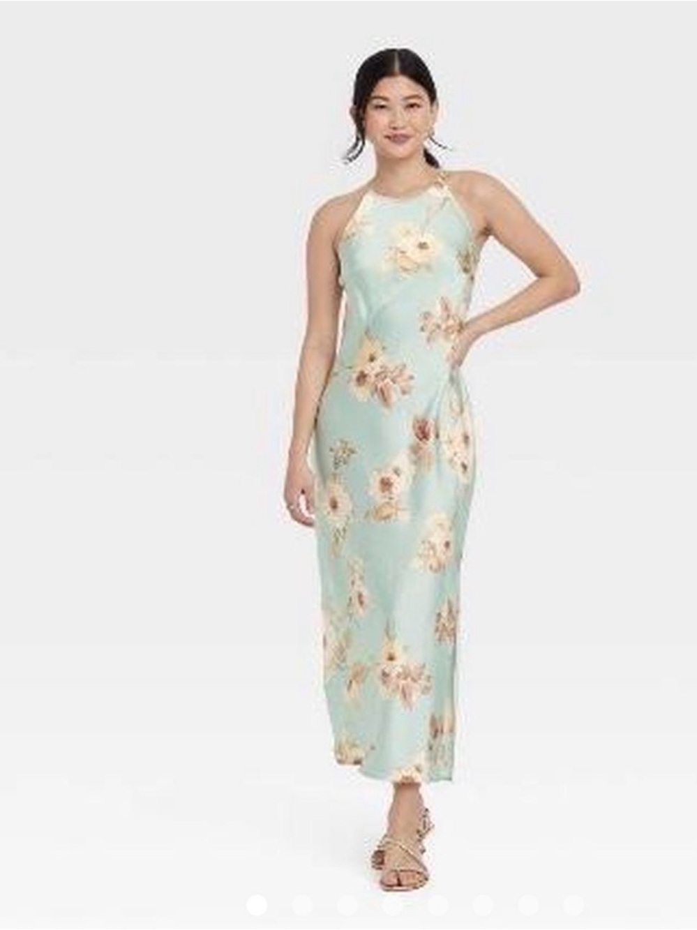 a new day Mint Floral Halter Maxi Dress